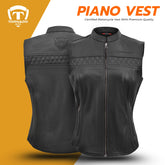 Tornado Piano Ladies Biker Leather Vest – Premium Design for Style and Comfort