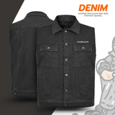 Men’s Heavy Duty Denim Waistcoat Rugged Sleeveless Jacket for Biker or Casual Wear