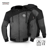 Fleece Hoodie Motorcycle Motorbike Jacket Made with Kevlar CE Armour
