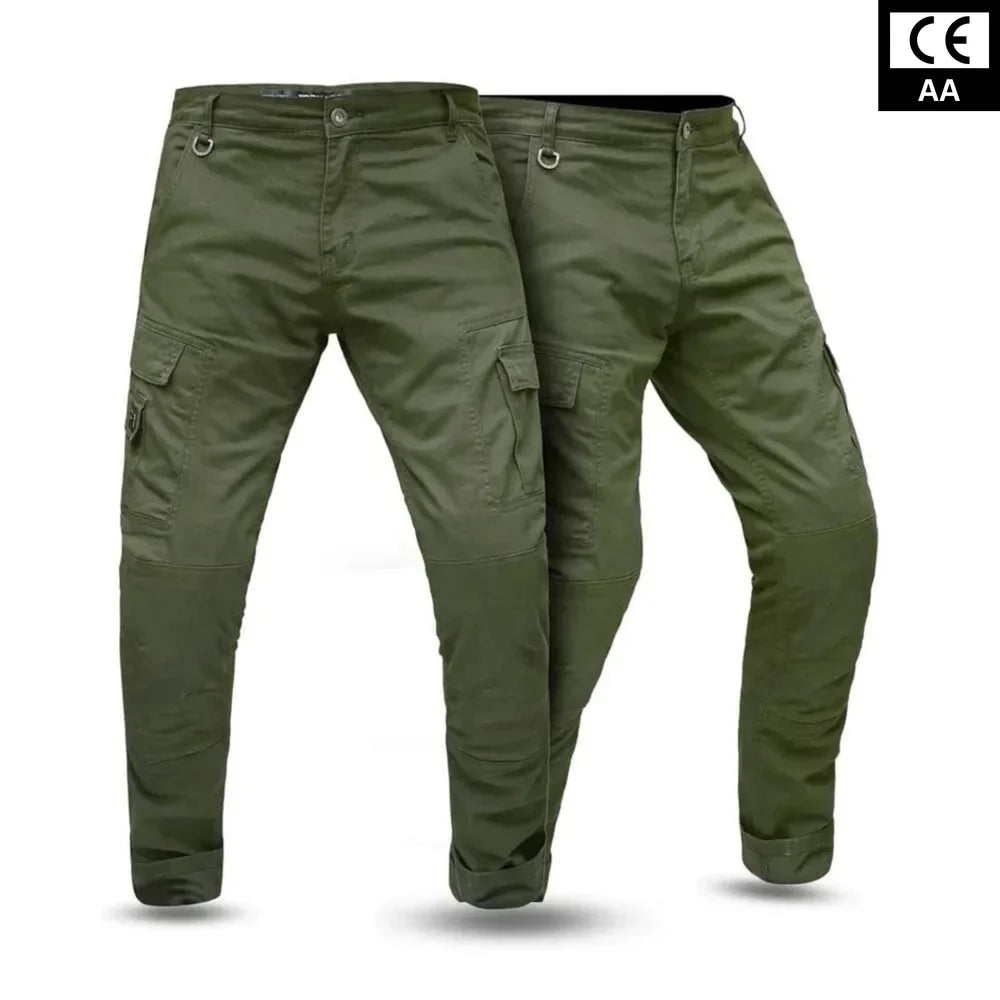 Atlantic Olive Green Motorcycle Protective Cargo Twill Cotton Jeans