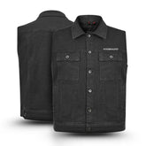 Black vest with button details on a white background, featuring the brand 'Tornado'.