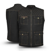 Black vest with quilted back design and 'Tornado' branding on a white background