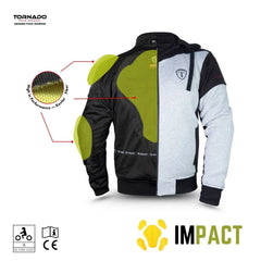 motorcycle hoodie with 'Impact' branding on a white background