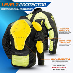 Tornado Sports Torino Fluorescent Yellow Motorcycle Jacket – CE AA Rated