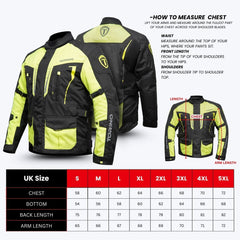 Tornado Sports Torino Fluorescent Yellow Motorcycle Jacket – CE AA Rated