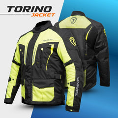 Tornado Sports Torino Fluorescent Yellow Motorcycle Jacket – CE AA Rated