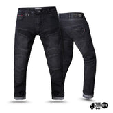 Tornado black motorcycle jeans with Kevlar reinforcement, armoured motorcycle jeans, protective riding jeans with CE certification