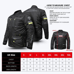 Tornado Moto Fluorescent Raid Leather Textile Jacket – CE Certified Hi-Vis Vented Adventure Motorcycle Jacket