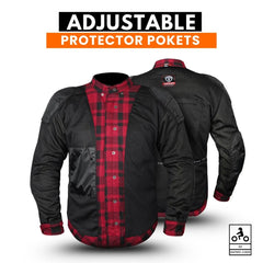 Tornado Sports Red Line Motorcycle Filson Kevlar Protective Riding Shirt