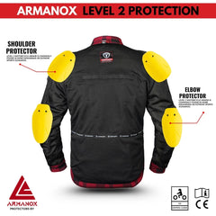 Tornado Sports Red Line Motorcycle Filson Kevlar Protective Riding Shirt