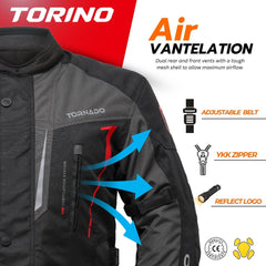 Tornado Moto Black/Red Torino Waterproof Motorcycle Textile Jacket