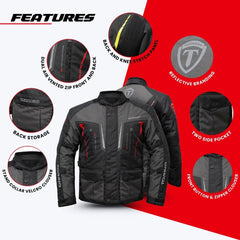 Tornado Moto Black/Red Torino Waterproof Motorcycle Textile Jacket