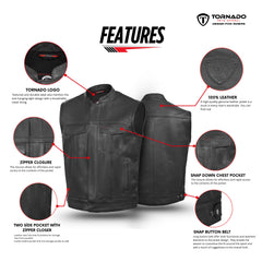 Combat Vest Men's Biker Waistcoat Leather Motorcycle Vest Real Leather Waistcoat Biker Vest