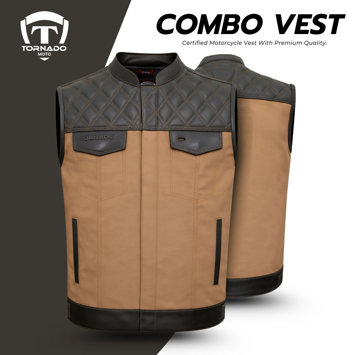 CE Ready Combo Leather Riding Vest – Classic Club Style Motorbike Waistcoat for British Bikers