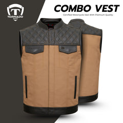CE Ready Combo Leather Riding Vest – Classic Club Style Motorbike Waistcoat for British Bikers