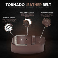 Tornado  Brown Leather Belt
