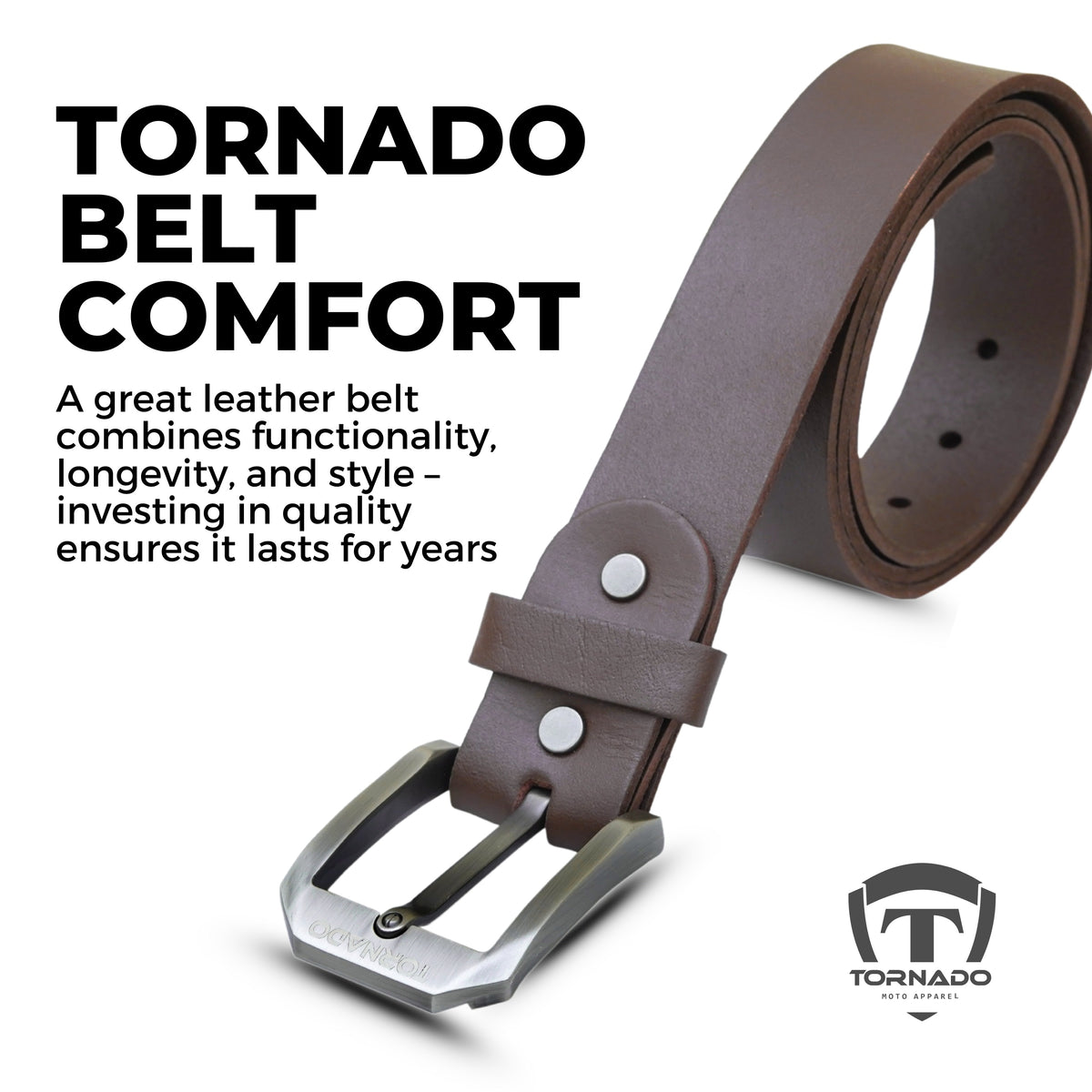 Tornado  Brown Leather Belt