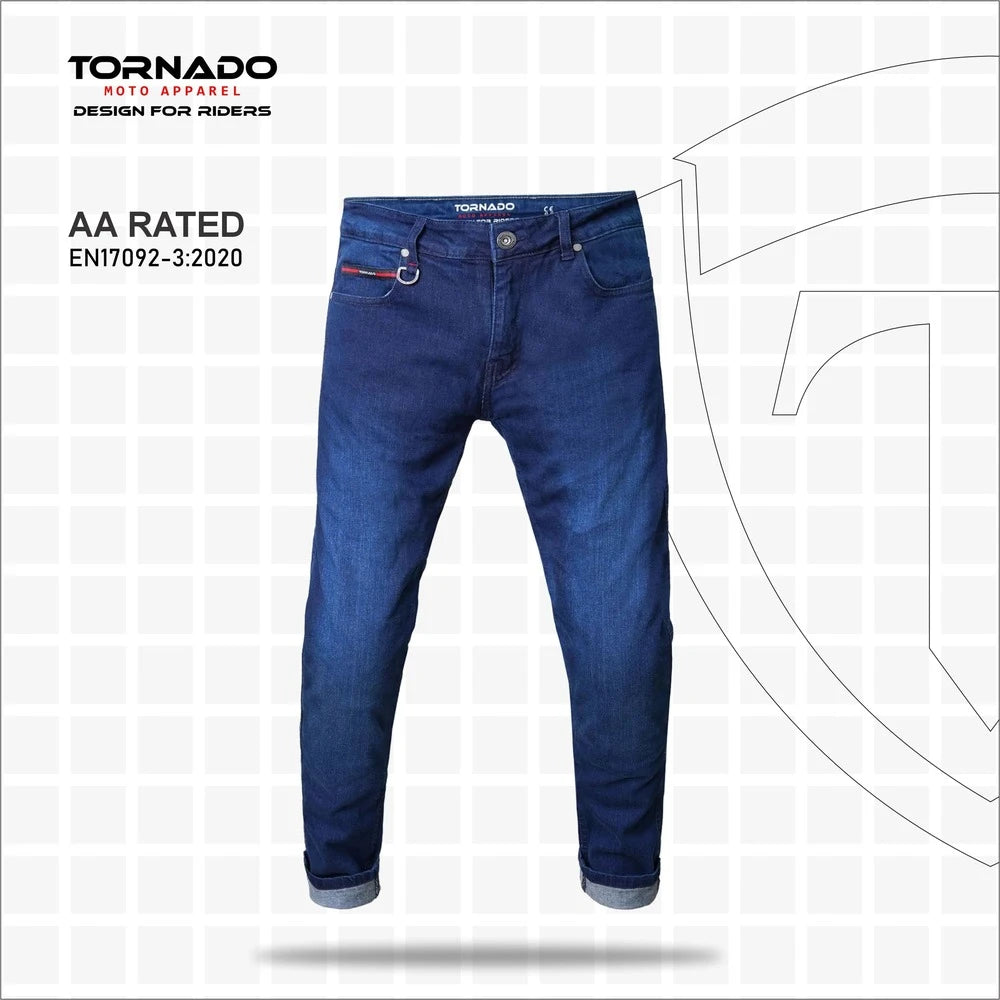 Tornado Moto Dark Blue Comfort Motorcycle Jeans AA Rated