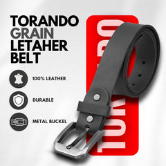 Tornado Black Leather Belt