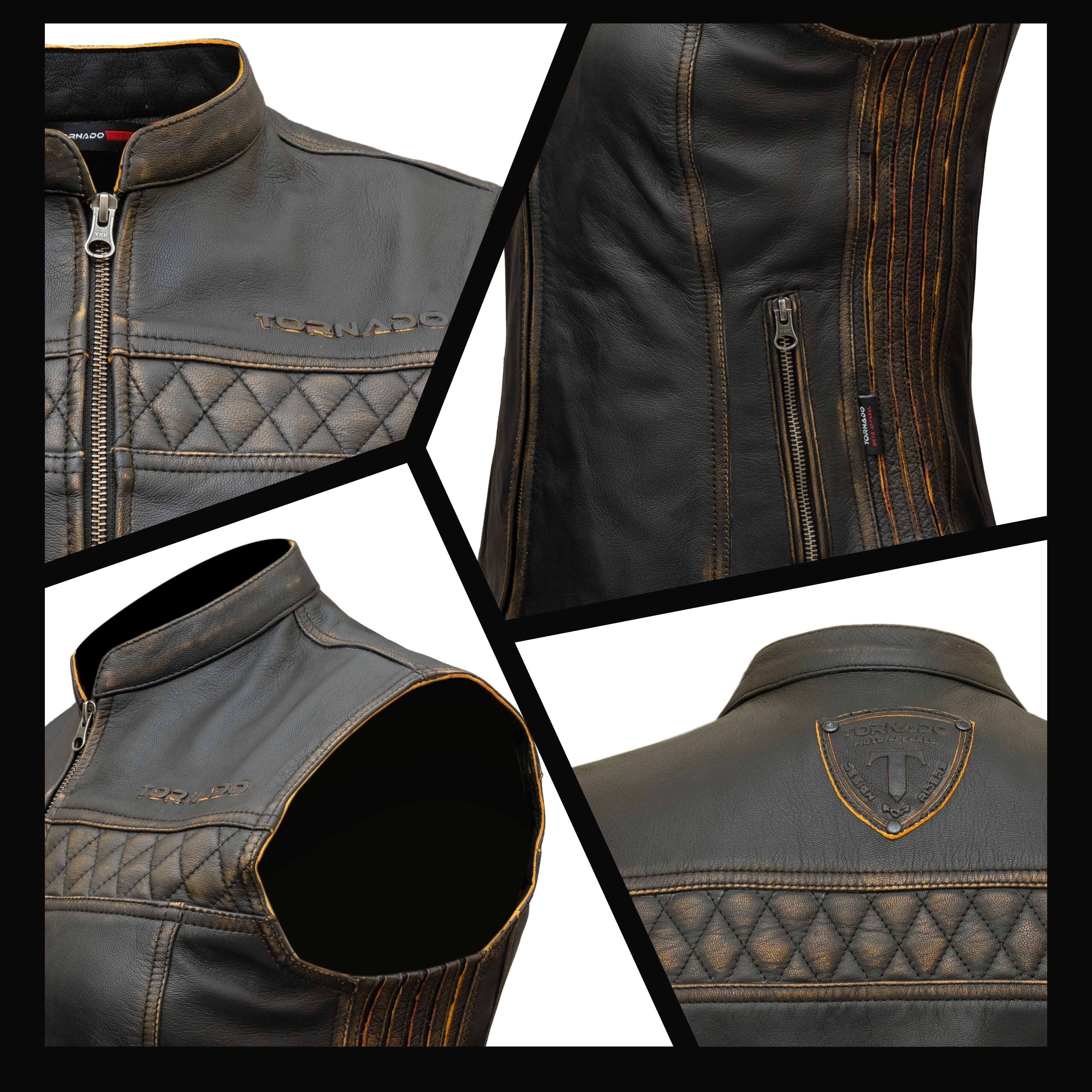 Tornado Women’s Real Leather Biker Vest – Premium Two Tone Waistcoat for Riders | Classic Style & Durable Finish