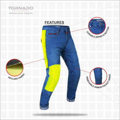 Tornado Sports Light Blue Comfort  Motorcycle Jeans CE AA Rated