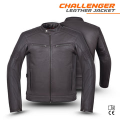 Tornado Challenger Men’s Biker Leather Jacket  Premium Cowhide Touring Motorbike Jacket with Protective Armour And Classic Rider Style