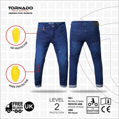 Tornado Moto Dark Blue Comfort Motorcycle Jeans AA Rated