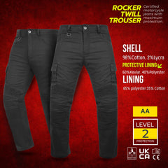 Rocker Motorcycle Twill Trouser CE AA Rated