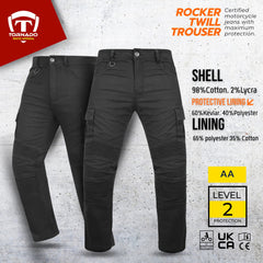 Rocker Motorcycle Twill Trouser CE AA Rated