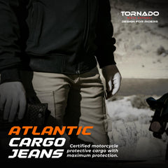 Tornado Mens Motorcycle Protective Cargo  twill cotton Aramid Lining Motorbike trouser CE