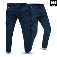 Atlantic Navy-Blue Cargo Motorcycle Protective Twill Cotton Jeans 