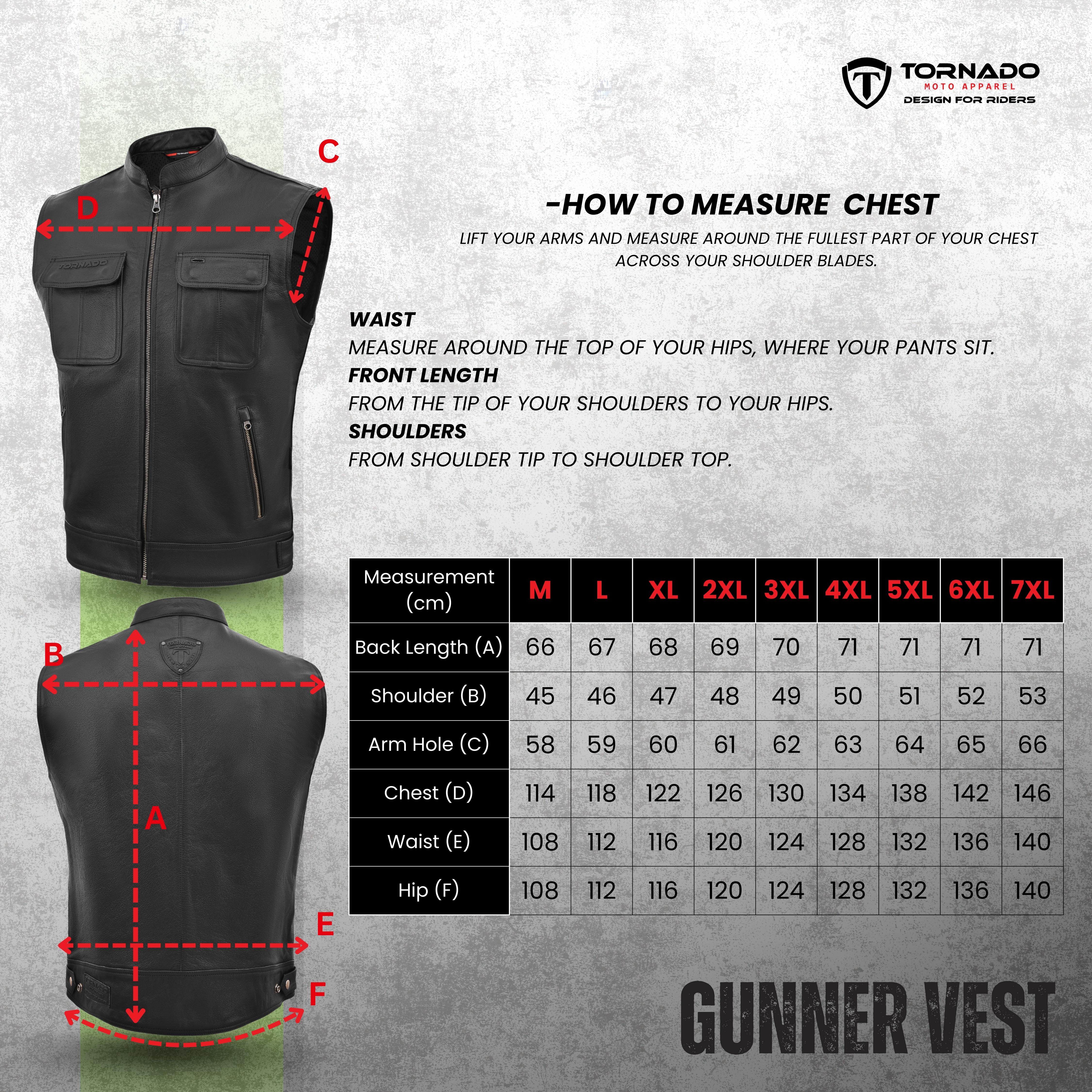 Tornado Gunner Buffalo Leather Vest  Premium Biker Waistcoat with Breathable Lining  Multiple Utility Pockets