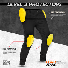 Chino Motorcycle Twill Trousers CE level 2 padding AA rated