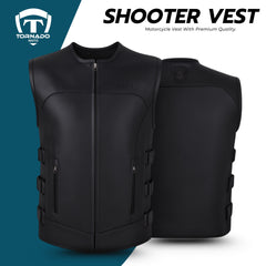 Men Genuine Leather Motorcycle Vest Classic Biker Waistcoat with Durable Stitching  Utility Pocke