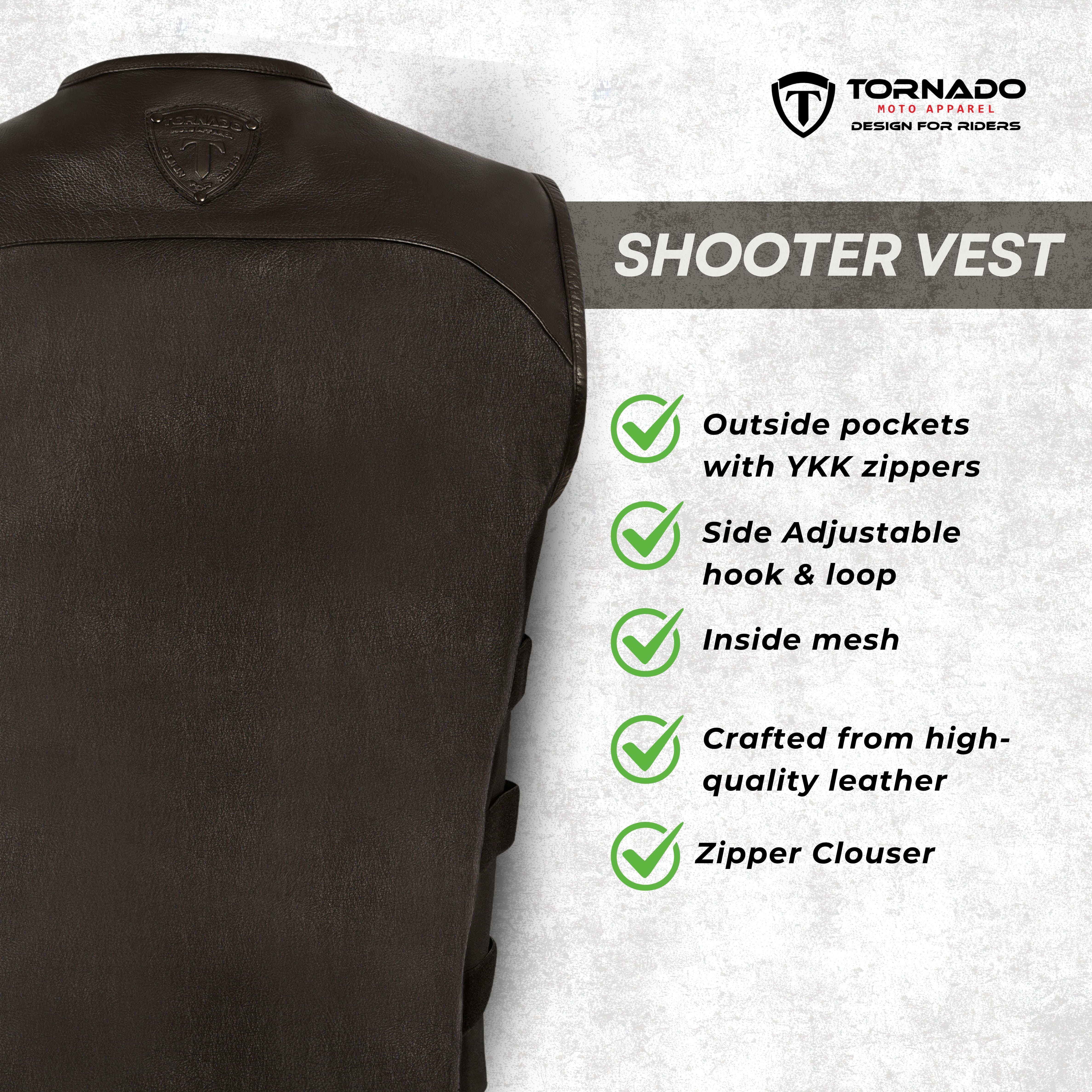 Men Genuine Leather Motorcycle Vest Classic Biker Waistcoat with Durable Stitching  Utility Pocke