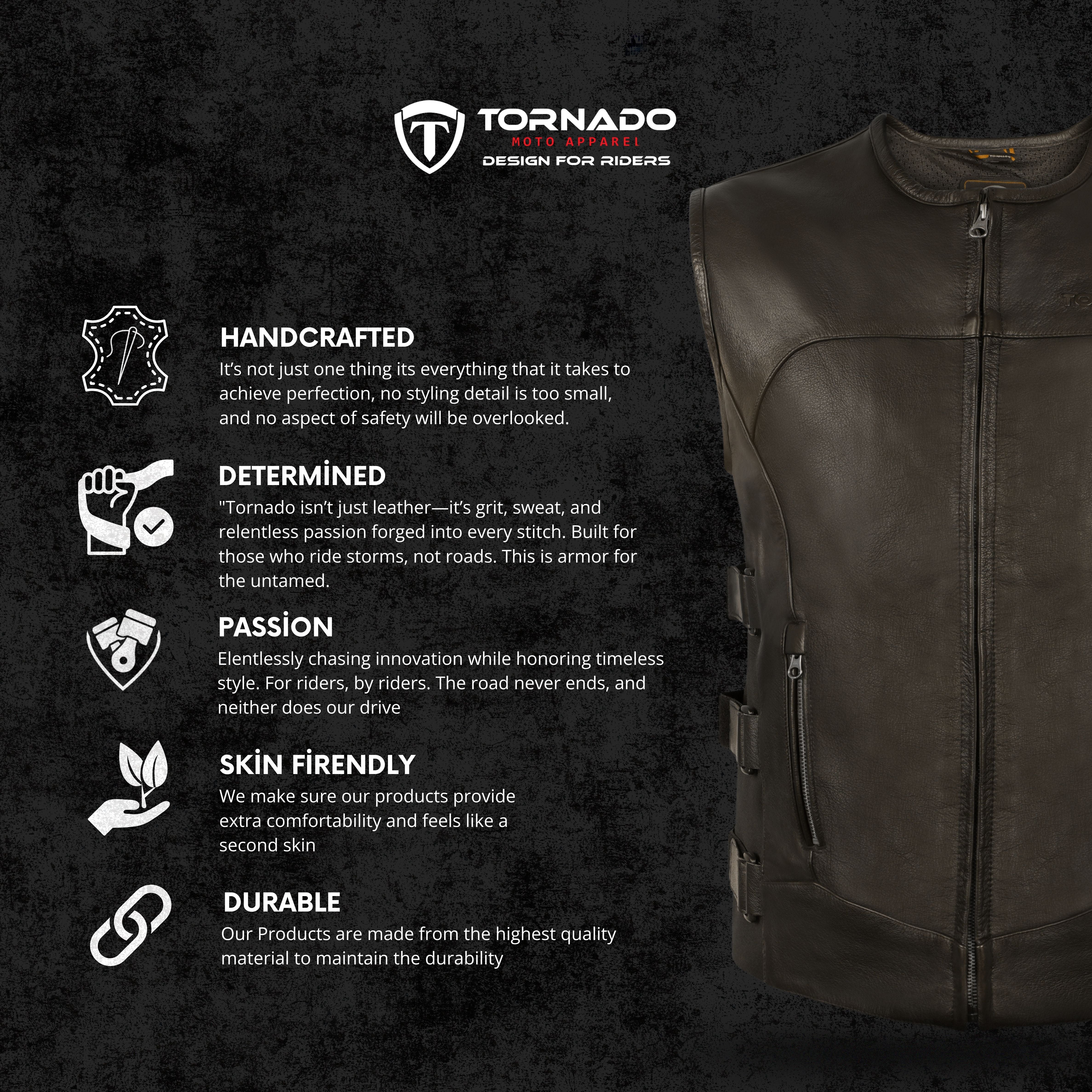 Men Genuine Leather Motorcycle Vest Classic Biker Waistcoat with Durable Stitching  Utility Pocke