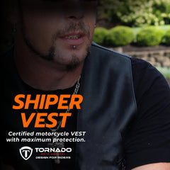 Sniper Vest Men's Real Leather Biker Waistcoat Motorbike Motorcycle Club Style Black Vests