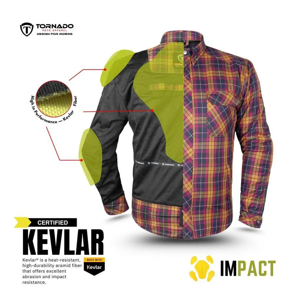 Diagram showing Level 2 motorcycle armour pads for shoulder, elbow and back protection.