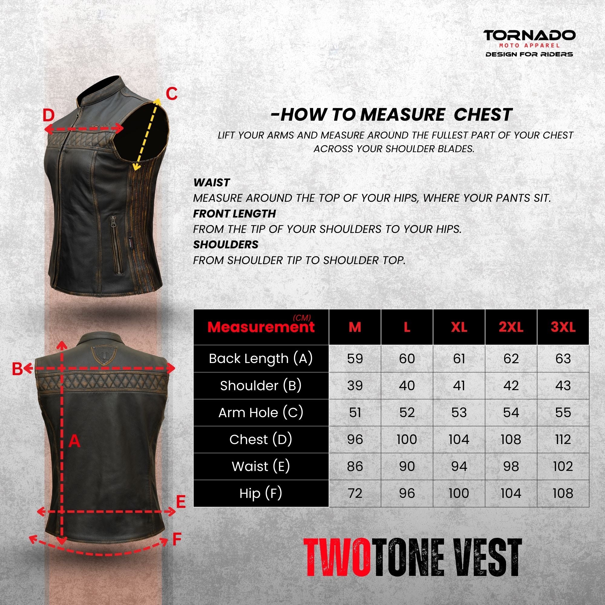 Tornado Women’s Real Leather Biker Vest – Premium Two Tone Waistcoat for Riders | Classic Style & Durable Finish