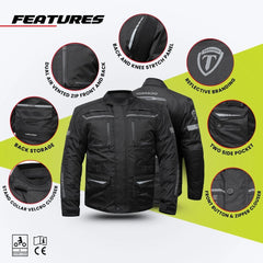 Tornado Sports Black Raid Leather Textile Jacket – CE AA Rated