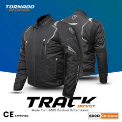 Tornado Sports Black Textile Motorcycle Jacket – CE AA Rated