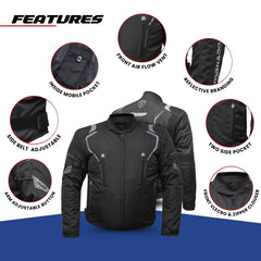 Tornado Sports Black Textile Motorcycle Jacket – CE AA Rated
