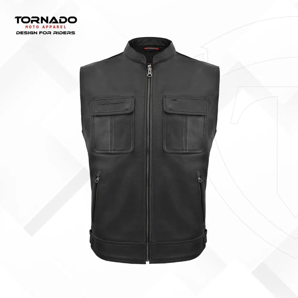 Black vest with Tornado logo on a white background