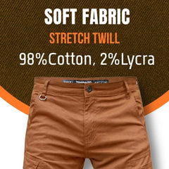 Side view of durable motorbike cargo jeans with CE-certified aramid protection and reinforced pockets for riders