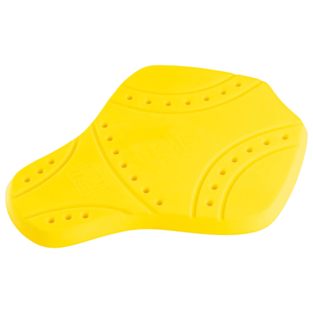 Yellow level 2 motorcycle back protector with ventilation holes from Tornado Moto