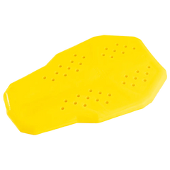 Yellow motorcycle back protector with perforations on a white background