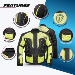 Tornado Sports Torino Fluorescent Yellow Motorcycle Jacket – CE AA Rated