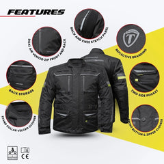 Tornado Moto Fluorescent Raid Leather Textile Jacket – CE Certified Hi-Vis Vented Adventure Motorcycle Jacket