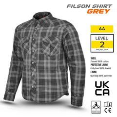 Tornado Sports Grey Filson Kevlar Motorcycle Riding Shirt