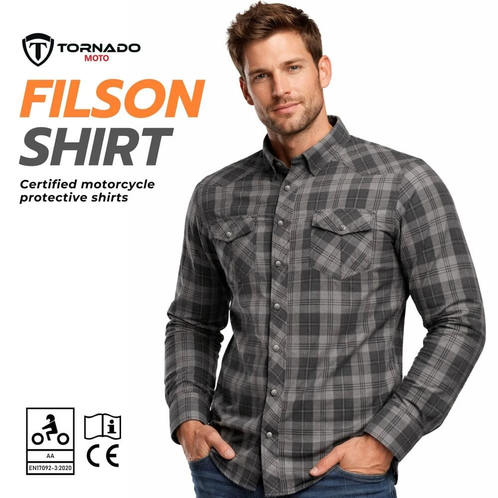 Filson Motorcycle Tornado Sports Grey Filson Kevlar Motorcycle Riding Shirt - Tornado Moto